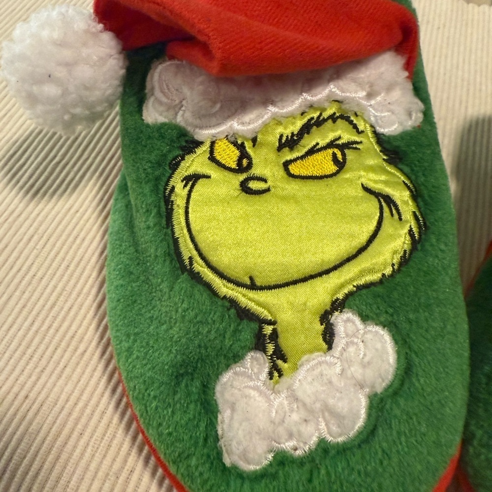 Christmas Grinch Green and Red Men's Slip-On Loafers - Picture 2 of 4